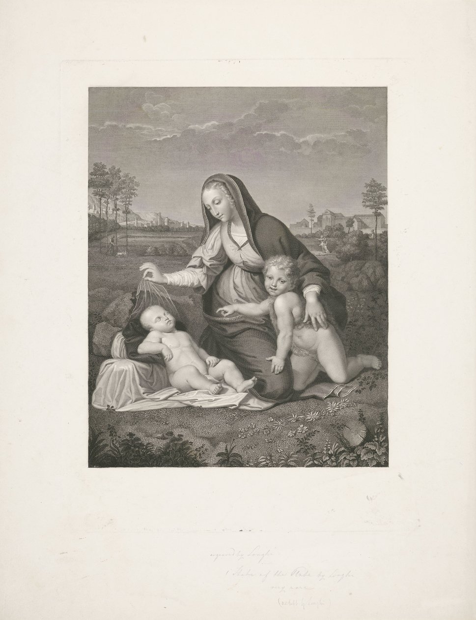 Maria com Criança e o jovem João Baptista numa paisagem
Madonna del Velo de Giuseppe Longhi