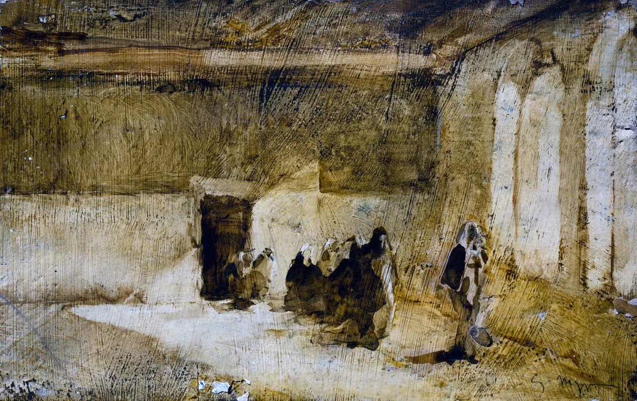 Sala de estar de época, século XX (óleo sobre cartão) de Giuseppe Maggi