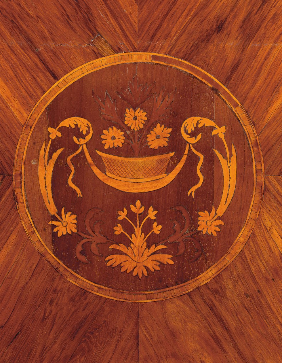 Detalhe do lado de uma cômoda do norte da Itália tulipa, pau-rosa, fruto e marchetaria, c.1800 de Giuseppe Maggiolini