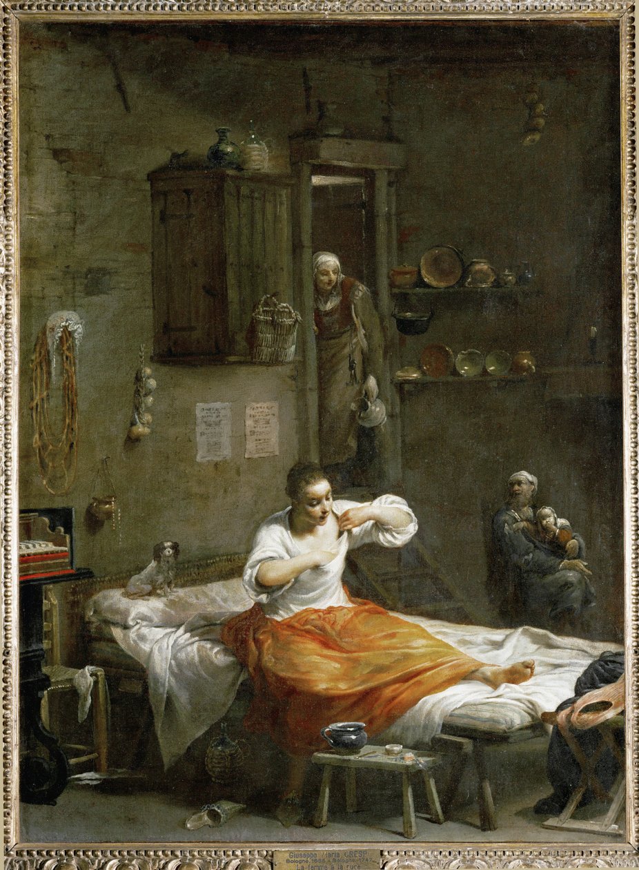 La femme a la puce - À procura de pulgas ... de Giuseppe Maria (1665 1747) Crespi