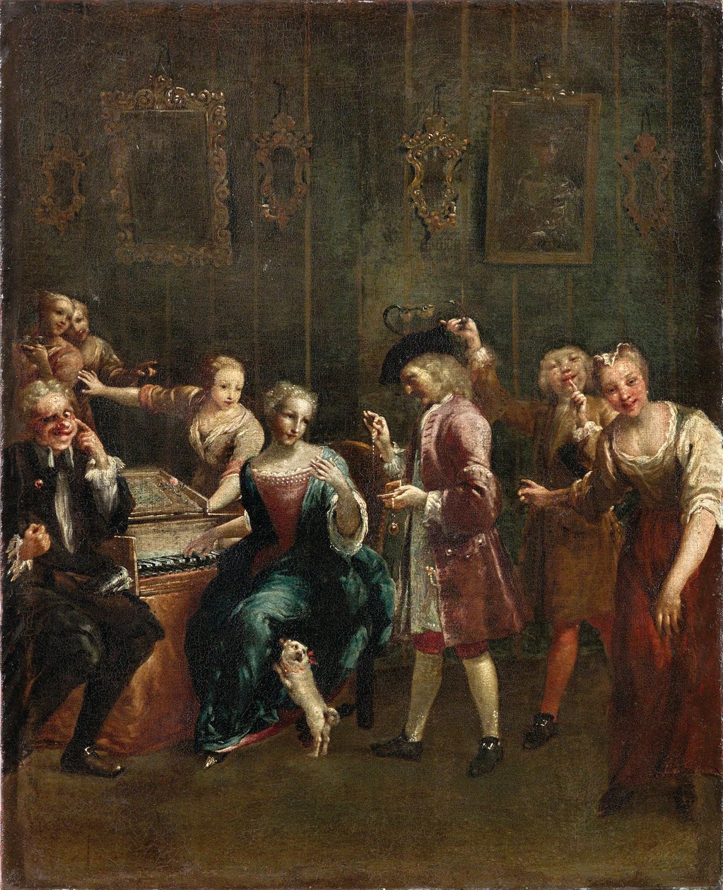 Cantora no Spinet com Admiradores, década de 1730. de Giuseppe Maria Crespi