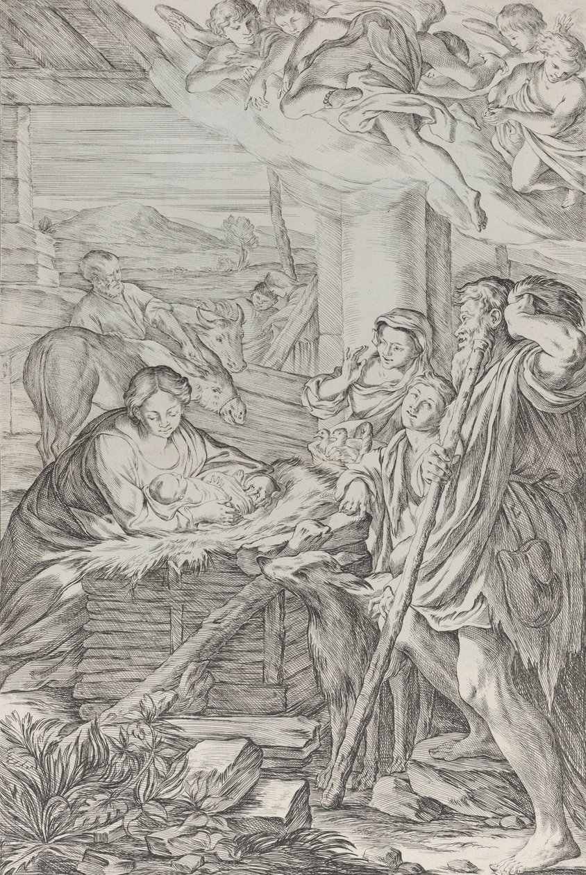 Adoração dos Pastores, 1654-1718. de Giuseppe Maria Mitelli