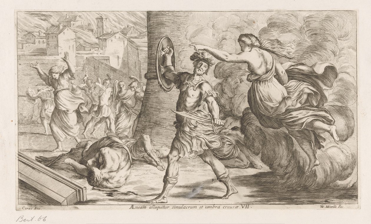 Geest van Creüsa verhitt aan Aeneas Enéias é abordado pela estátua e sombra do oco (título no objeto) Omzwervingen van Aeneas (título da série) L