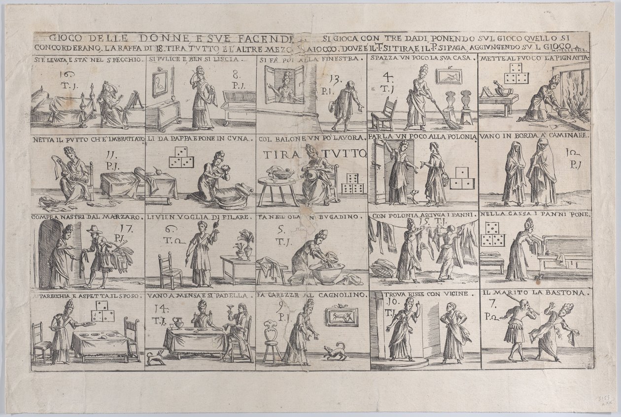 Gioco Delle Donne, E Sue Facende Game of Wives, And Their Chores, 1654-1718. de Giuseppe Maria Mitelli