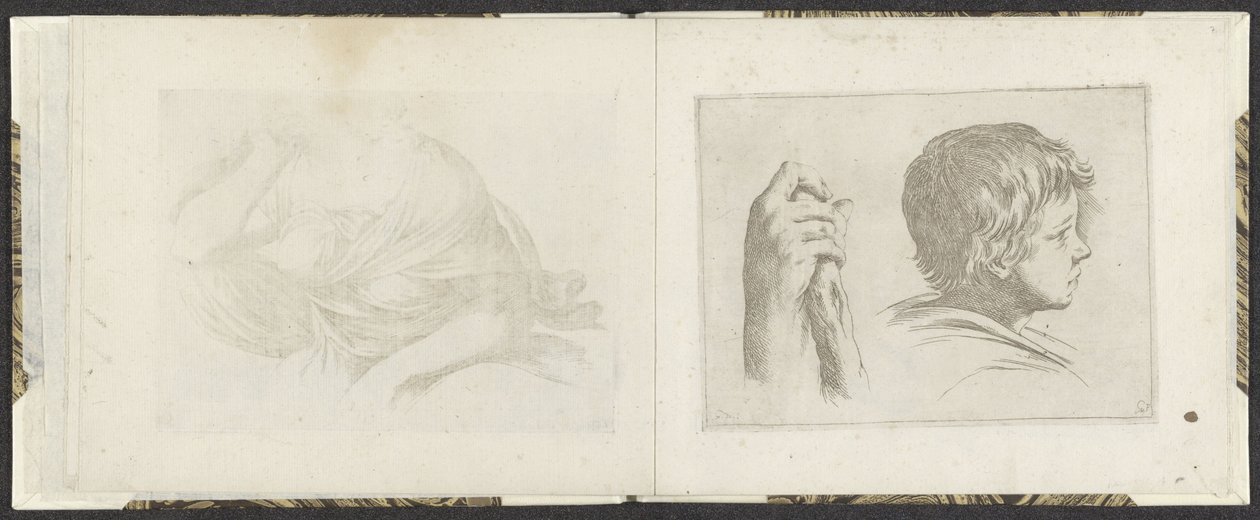 Mão com um pau de madeira e cabeça de um rapaz
Exemplos de desenho (título da série)
Mitelli intaglio (título da série) de Giuseppe Maria Mitelli