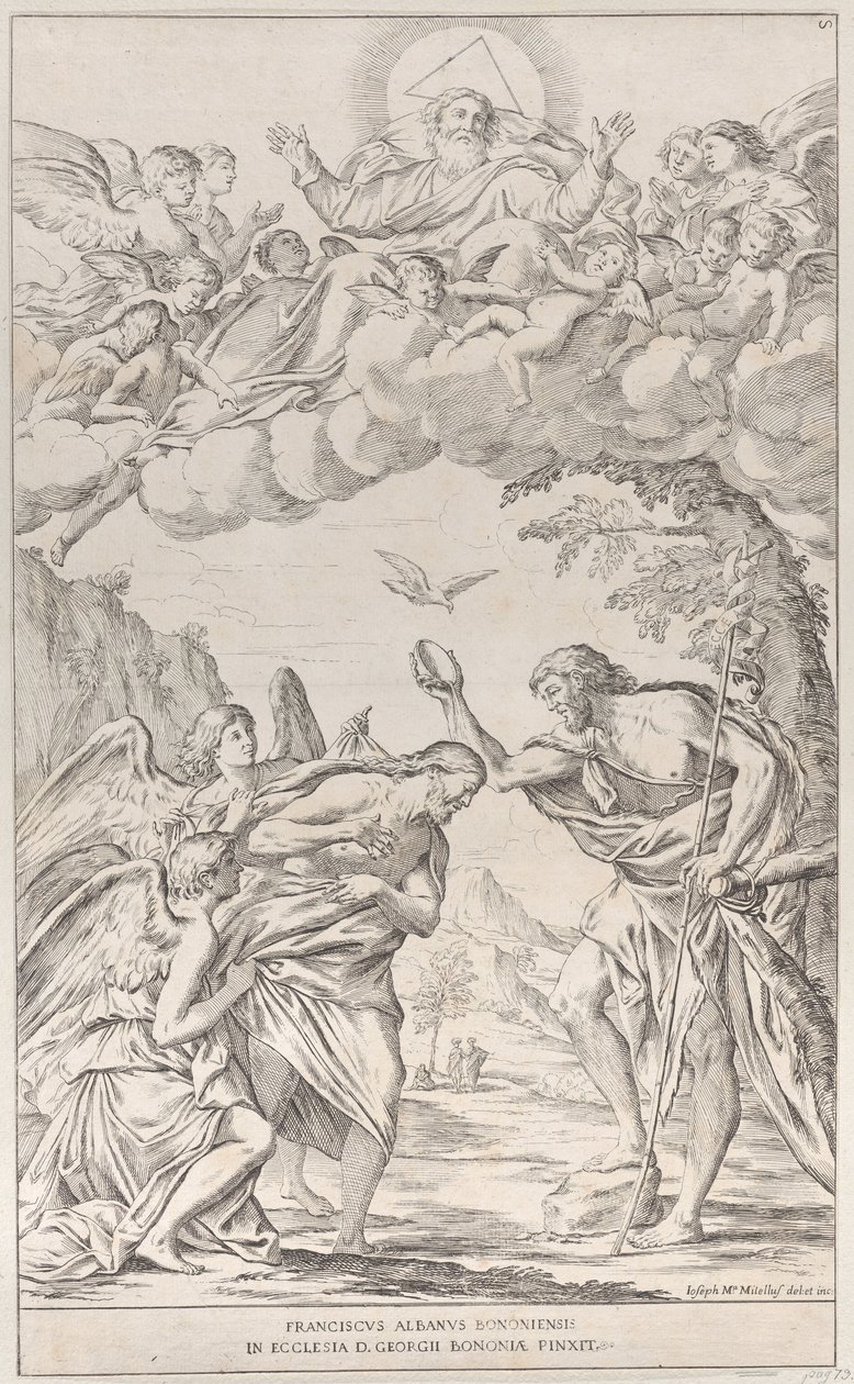 Gravura 8: o Batismo de Cristo, 1678. de Giuseppe Maria Mitelli