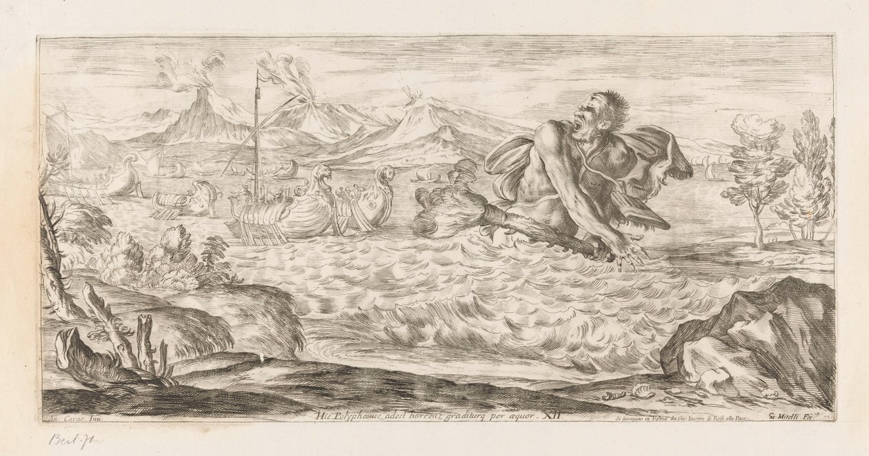 Polifemo persegue a frota de Enéas
Hic Polyphemus adest horrens, graditurq per aequor (título sobre o objecto)
As tentações de Enéas (título da série)
L