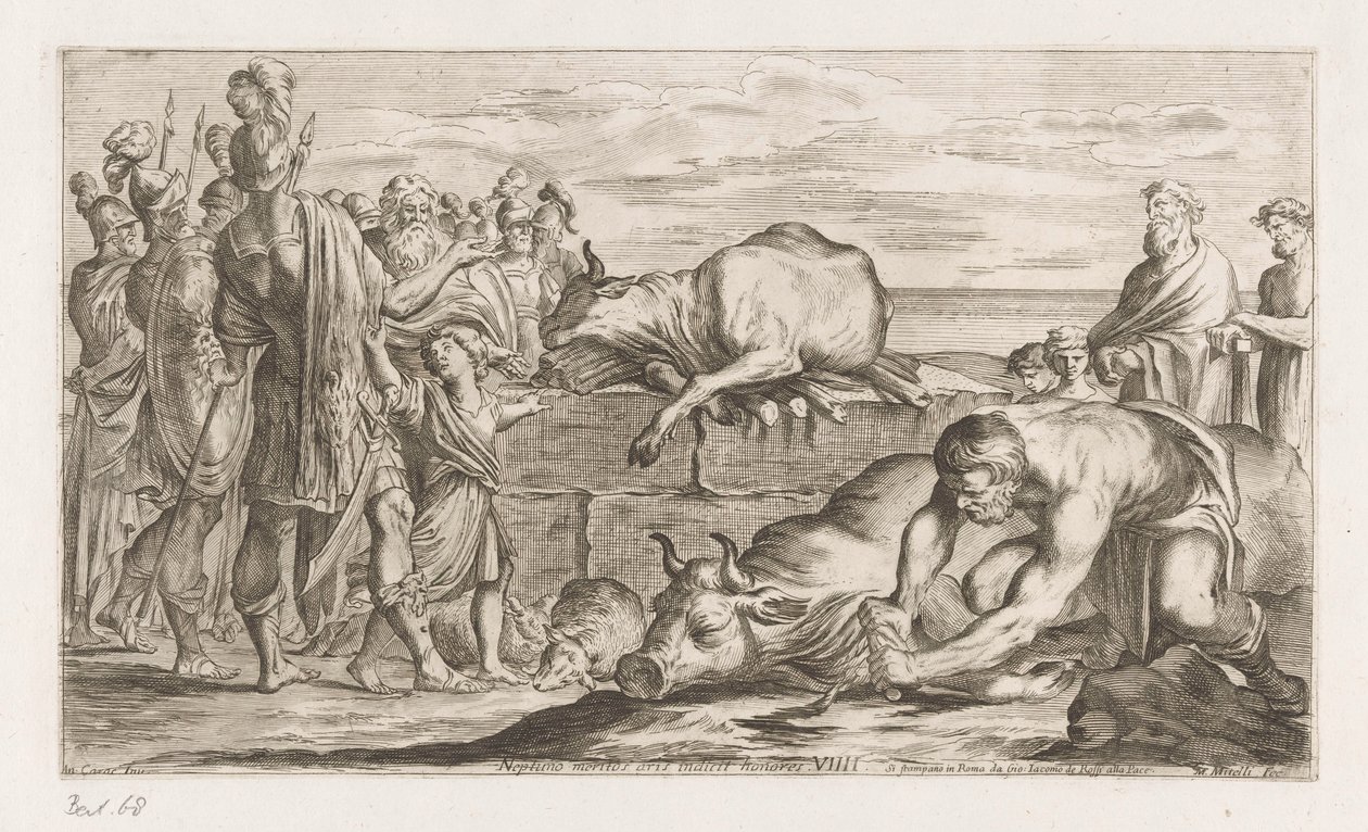 Trojanen offeren dieren aan Neptune Aris dá honras a Netuno (título no objeto) Omzwervingen van Aeneas (título da série) L