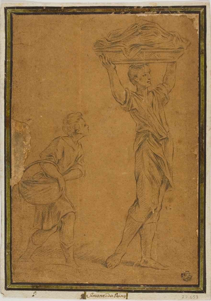 Dois rapazes a transportar cestos de Giuseppe Maria Mitelli