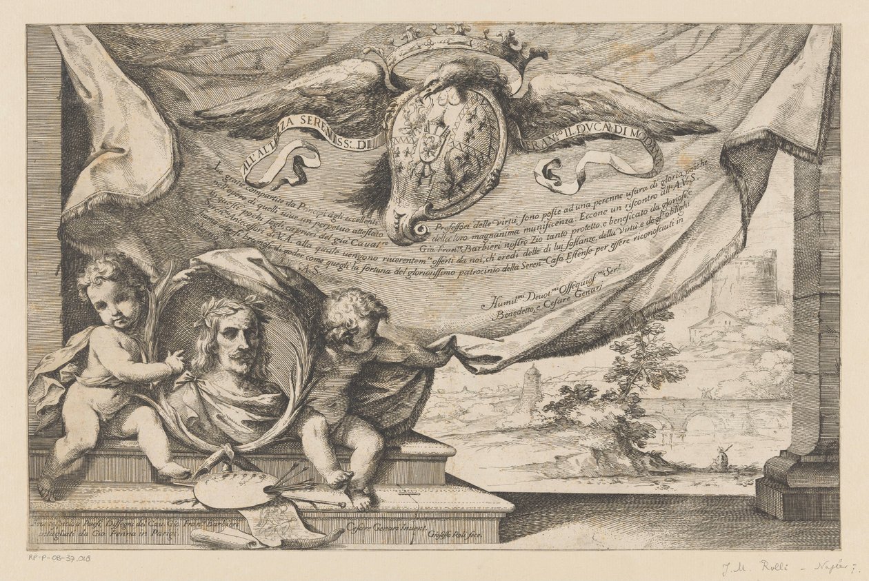 Hino ao artista Guercino
Desenhos paisagísticos por Guercino (título da série) de Giuseppe Maria Roli