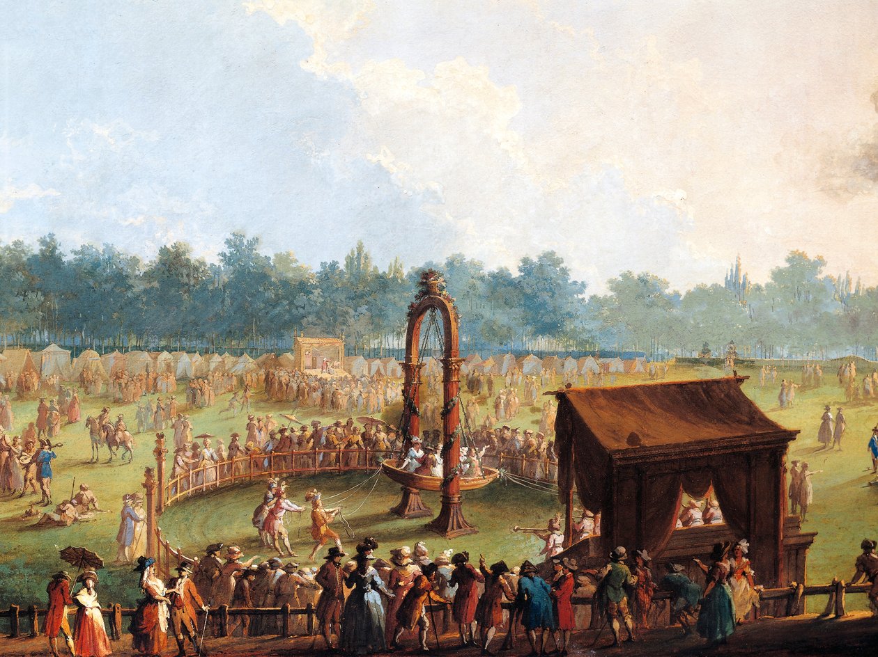 Celebração em Cascine em honra de Fernando III, Jogos em Prado de Grande Carvalho de Giuseppe Maria Terreni
