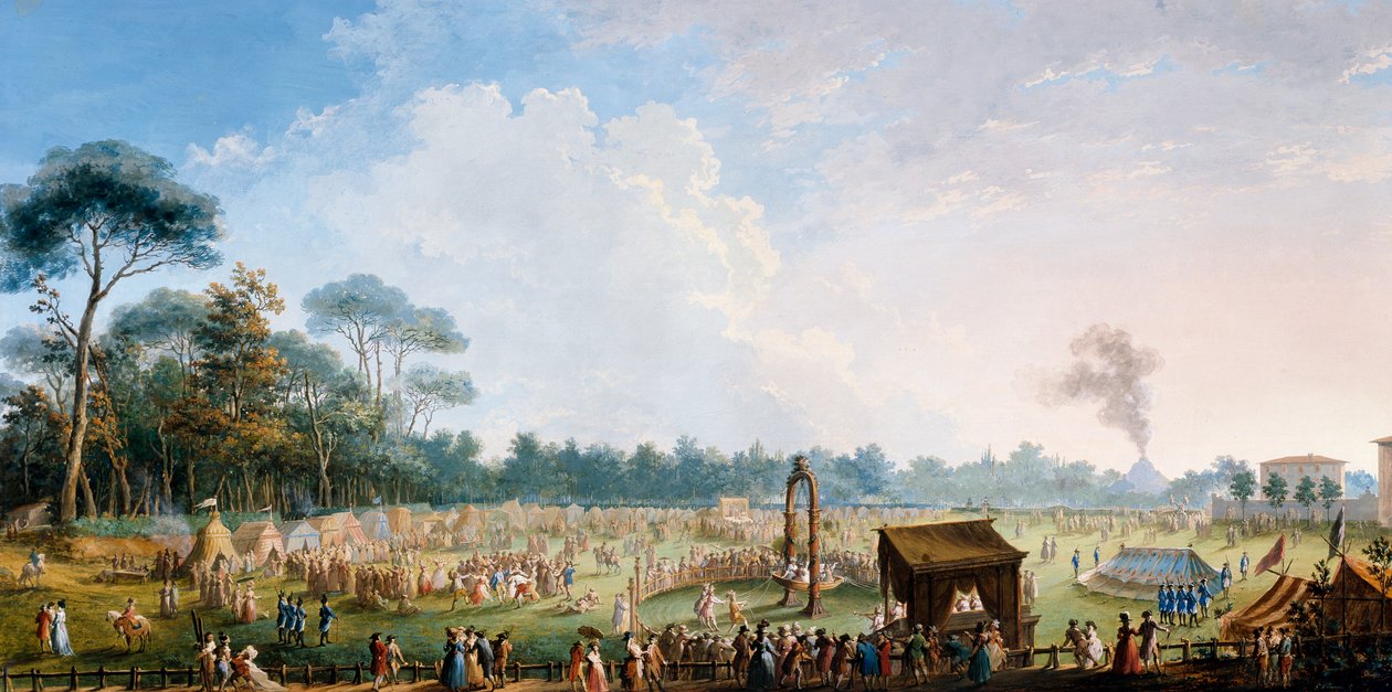 Celebração no Cascine em honra de Fernando III, Jogos no prado do Grande Carvalho de Giuseppe Maria Terreni
