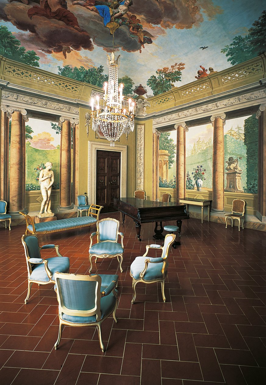 Frescos pintados em 1777-1778 por Giuseppe Maria Terreni (1739-1811) em Room of Four Seasons, Villa del Poggio Imperiale (Villa do Monte Imperial), Florença, Itália de Giuseppe Maria Terreni