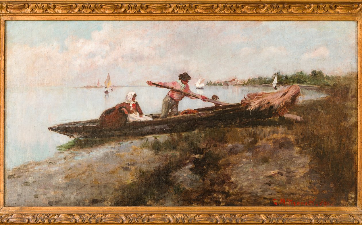 Saída de Cavallino (pintura a óleo sobre tela) de Giuseppe Miti Zanetti