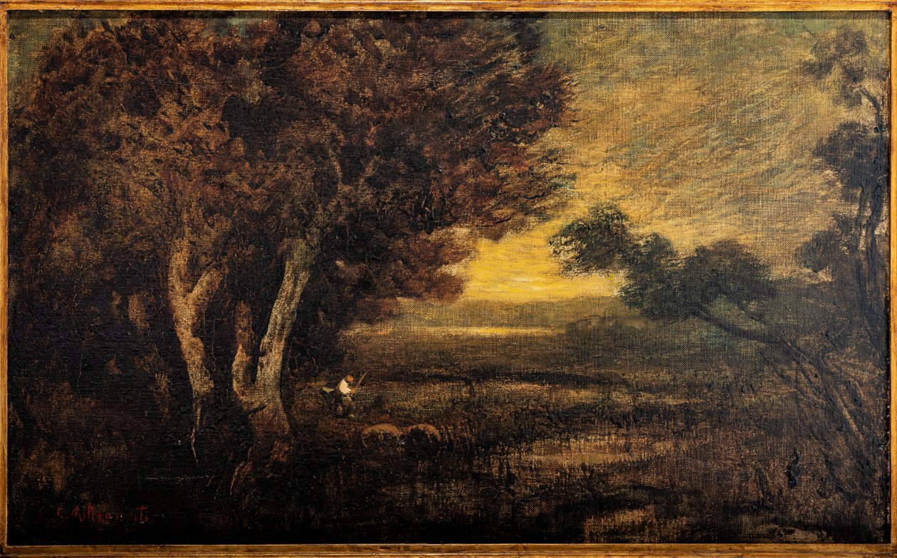 Paisagem com figura (óleo sobre tela) de Giuseppe Miti Zanetti