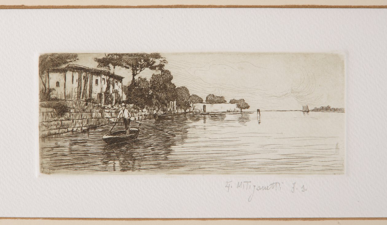 O Barqueiro (gravura em papel branco) de Giuseppe Miti Zanetti