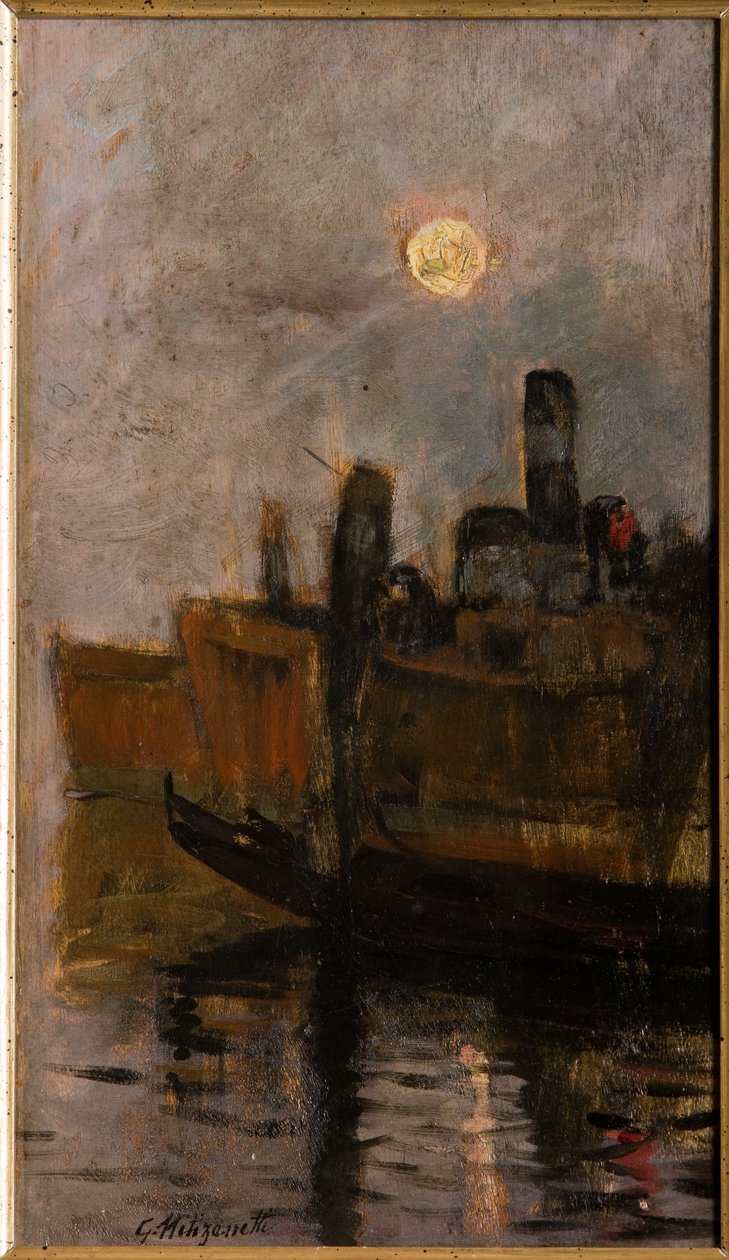 Canal Veneziano (óleo sobre papelão) de Giuseppe Miti Zanetti
