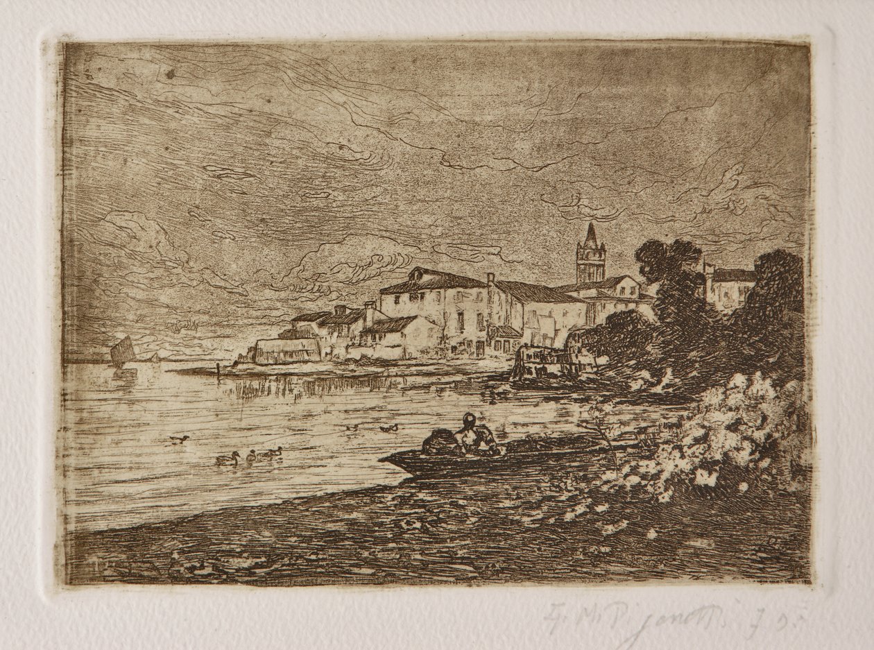 Lagoa de Veneza (gravura e água-tinta em papel branco) de Giuseppe Miti Zanetti