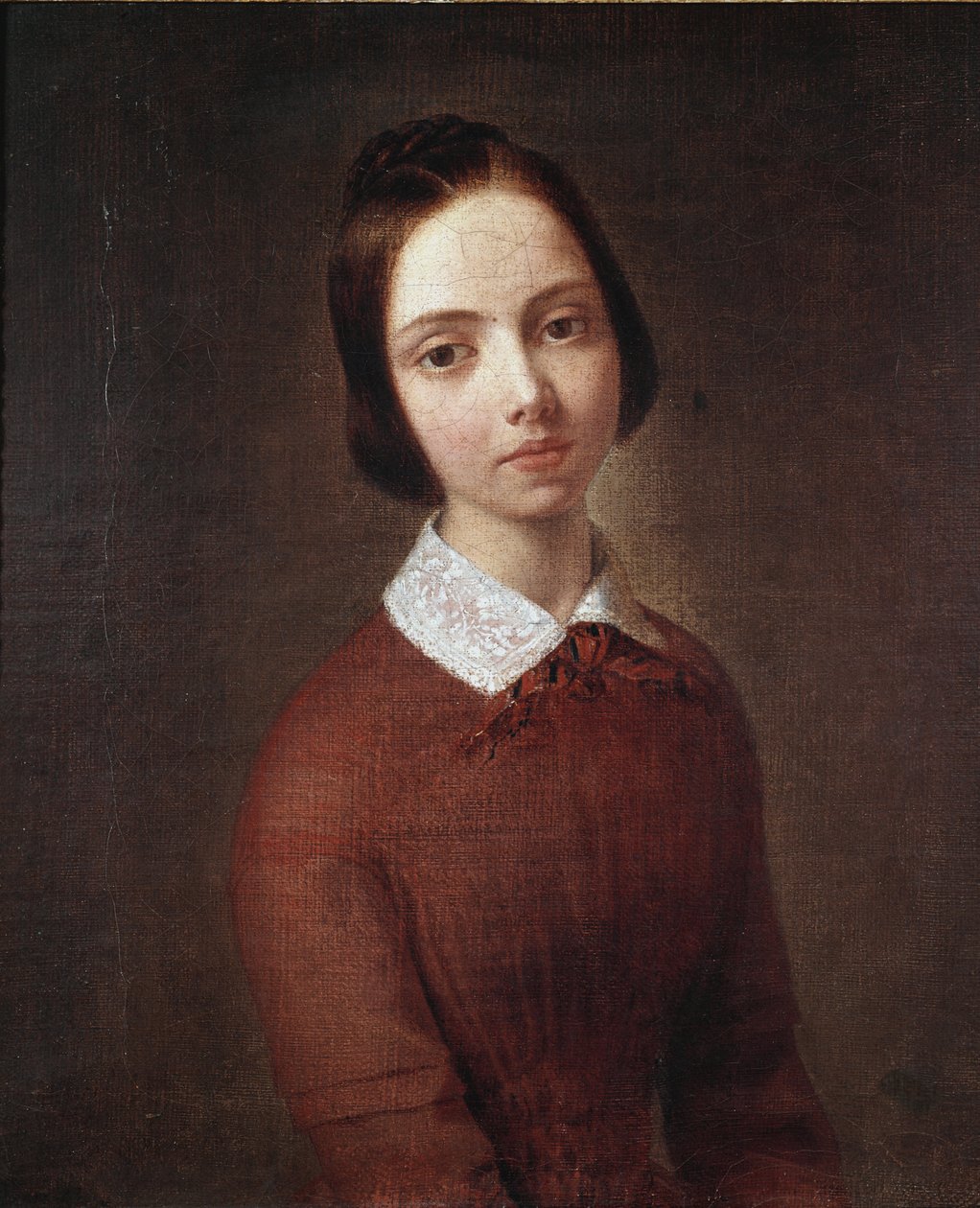 Retrato de uma jovem rapariga (óleo sobre tela de Giuseppe Molteni