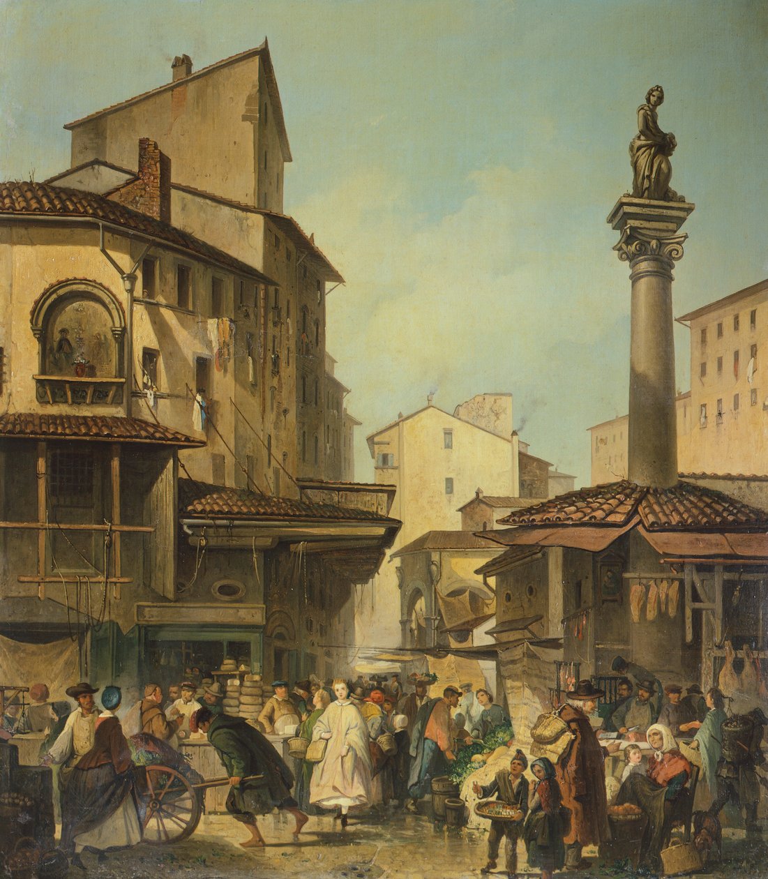 Mercado em Florença, por Giuseppe Moricci (1806-1880), Itália de Giuseppe Moricci
