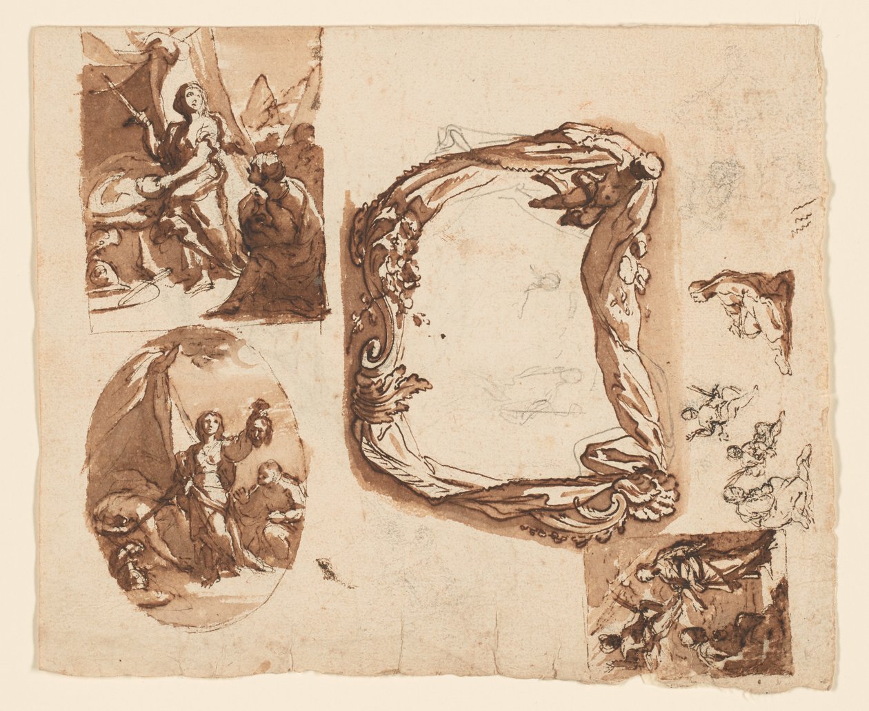 Judite e Holofernes e Outros Estudos (reto); Diana e Endymion (verso) de Giuseppe Nicola Nasini