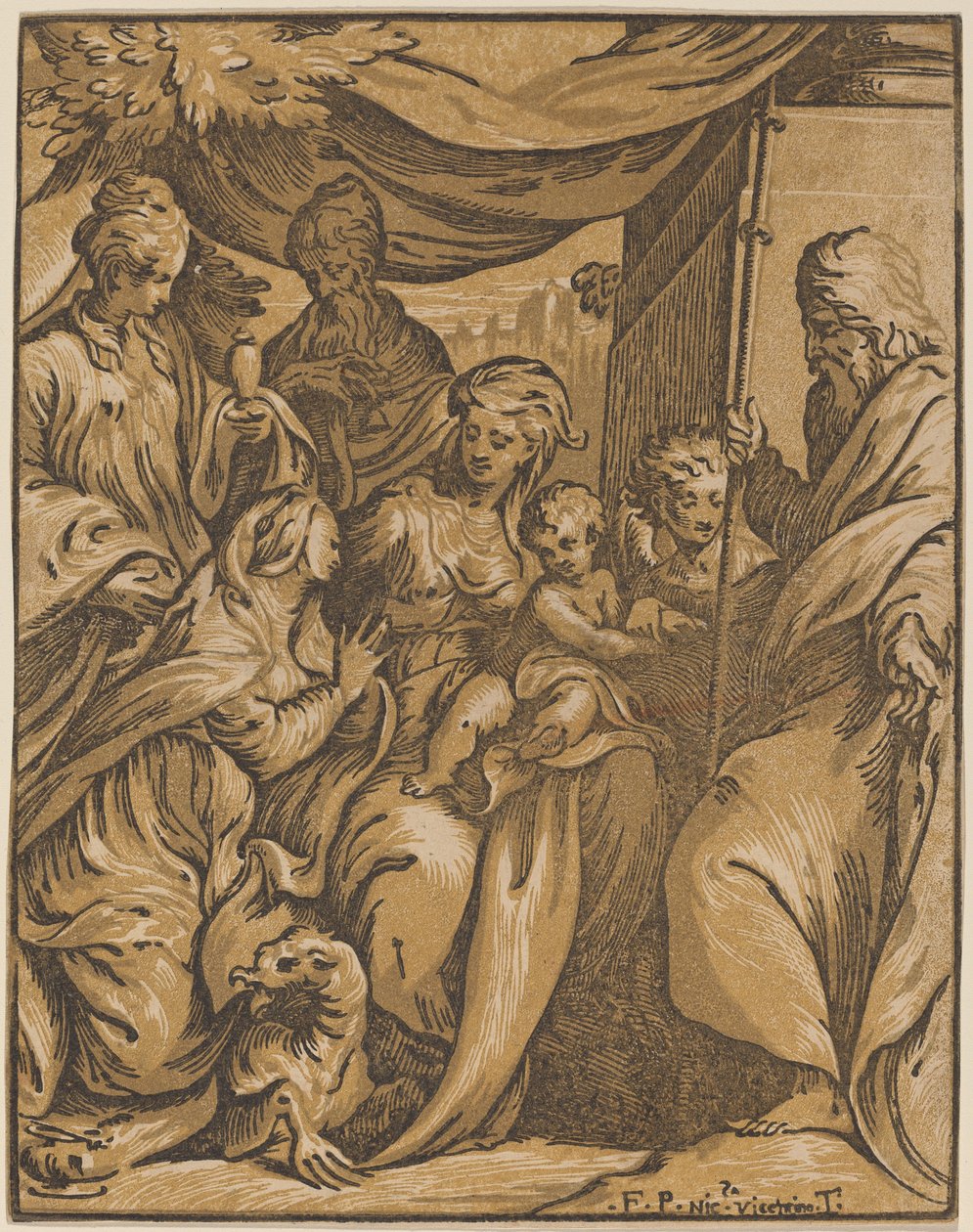 A Virgem e o Menino com Santos de Giuseppe Nicolo Vicentino, after Camillo Boccaccino