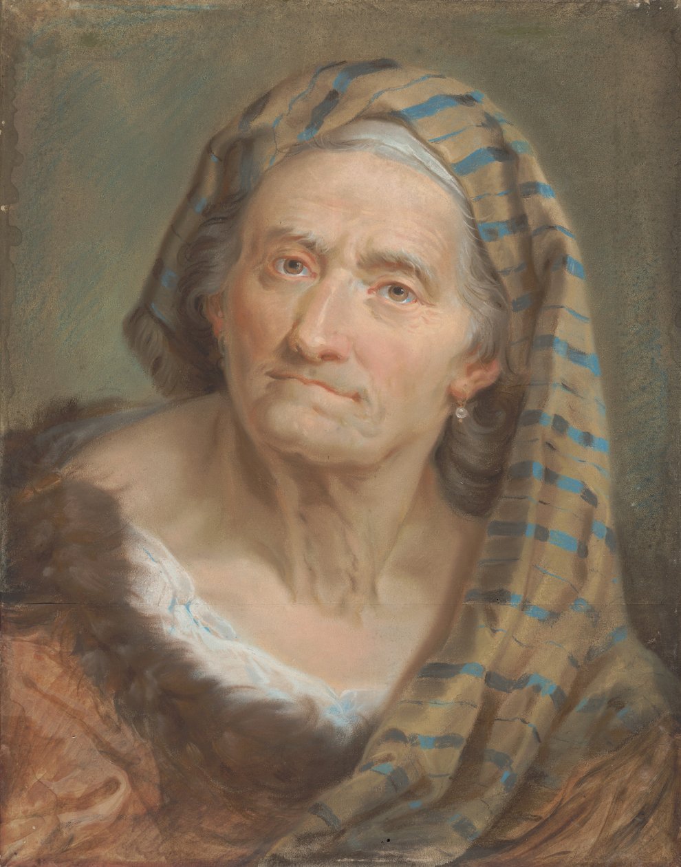 Uma mulher idosa em um xale listrado de Giuseppe Nogari