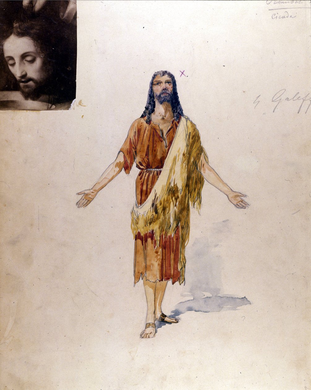 Richard Strauss: traje "Salome" de Giuseppe Palanti (1881-1946) para o papel de Jokanaan no teatro La Scala em Milão em 1912 de Giuseppe Palanti