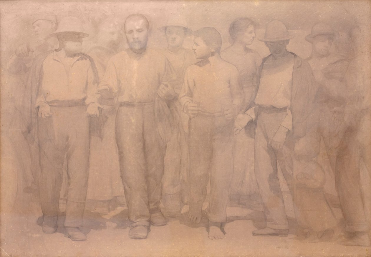 Desenho animado para o Quarto Estado de Giuseppe Pellizza da Volpedo