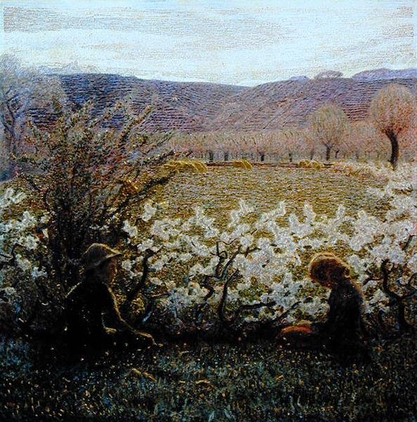 Campo em Bloom (óleo sobre tela) de Giuseppe Pellizza da Volpedo