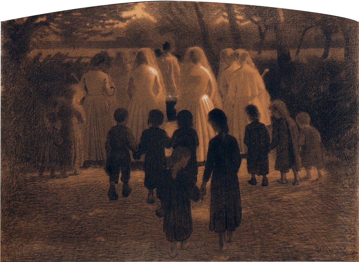 A criança morta (Il morticino) par Pellizza da Volpedo, Giuseppe (1868-1907). Pastel sobre papelão, tamanho : 71x98 de Giuseppe Pellizza da Volpedo
