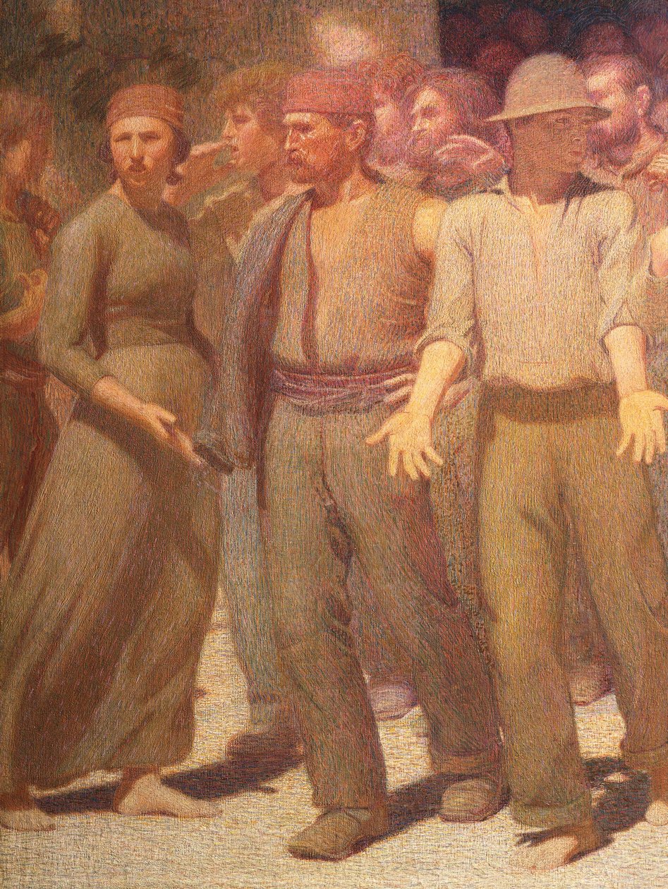 O Quarto Estado, de Giuseppe Pellizza da Volpedo, detalhe de Giuseppe Pellizza da Volpedo