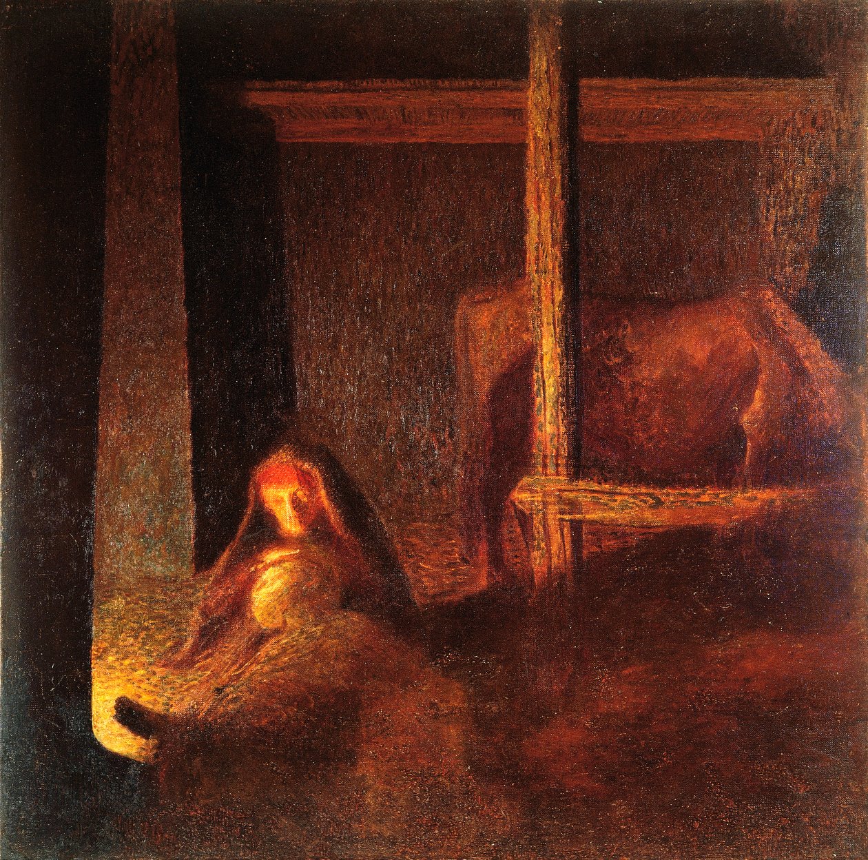 A velha mulher no celeiro de Giuseppe Pellizza da Volpedo