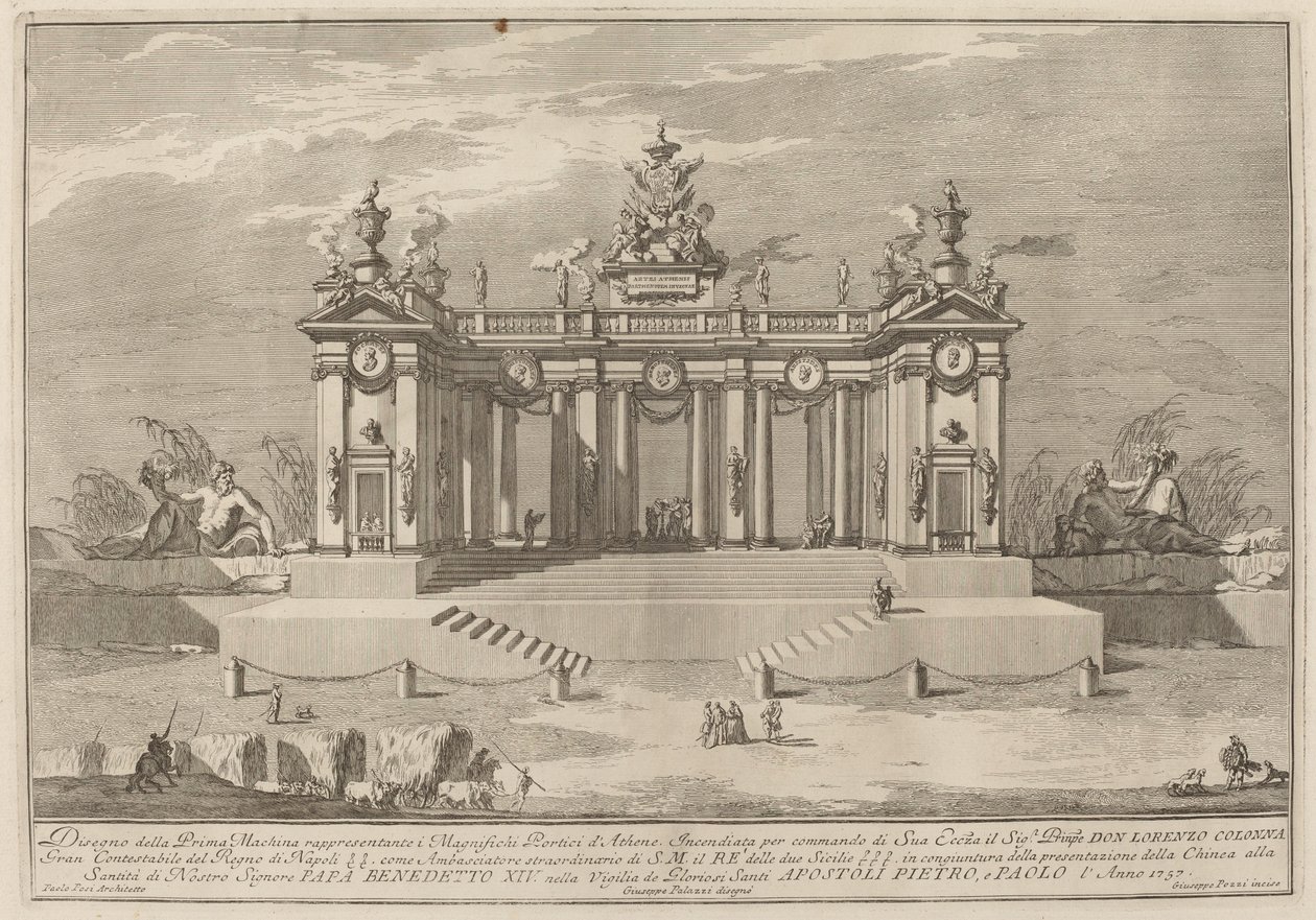 A Escola de Arcadas de Atenas, para o Festival "Chinea" de Giuseppe Pozzi after Giuseppe Palazzi