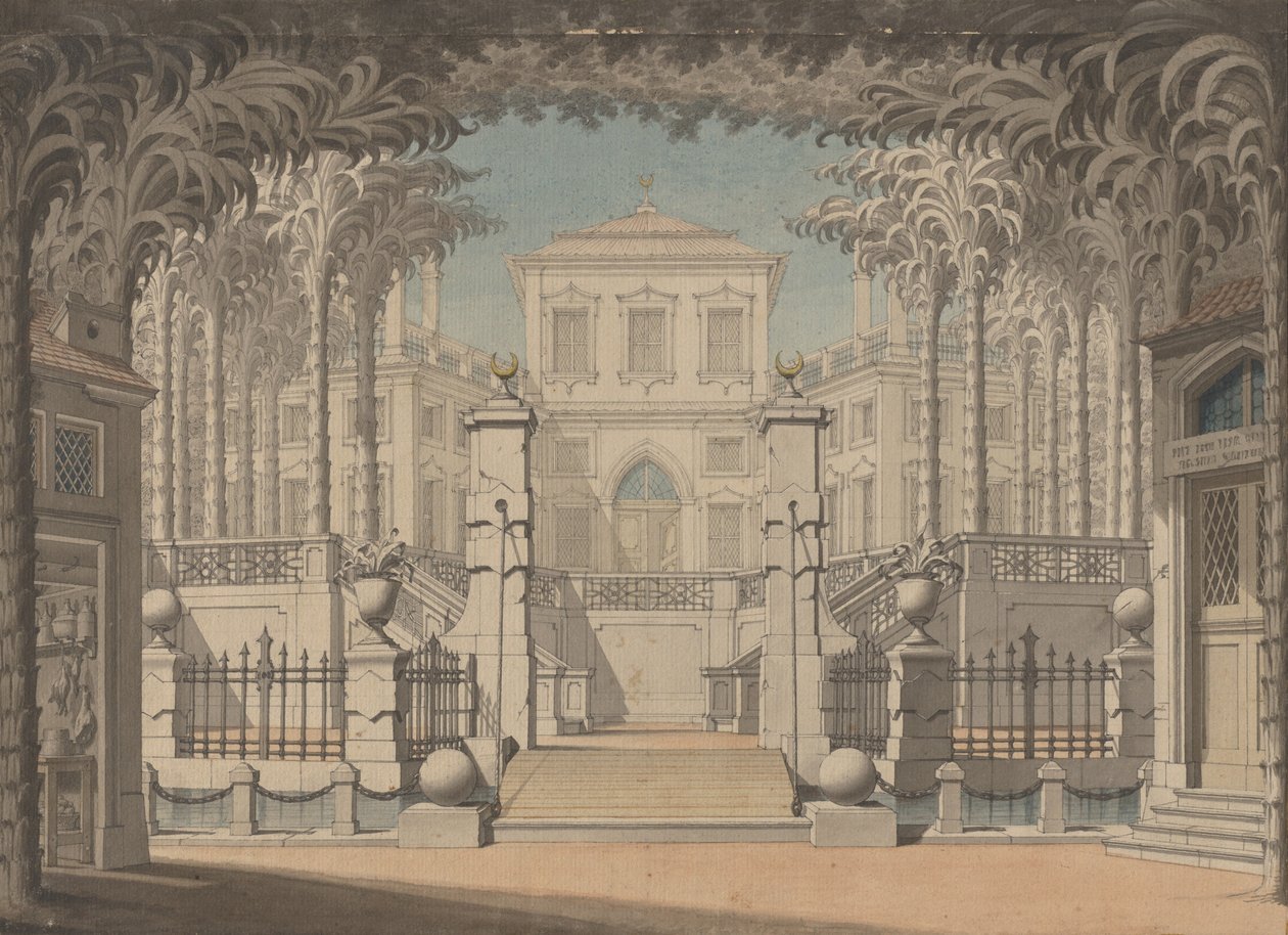 Um Palácio Turco (Provavelmente para o "Rapto do Serralho" de Mozart) de Giuseppe Quaglio