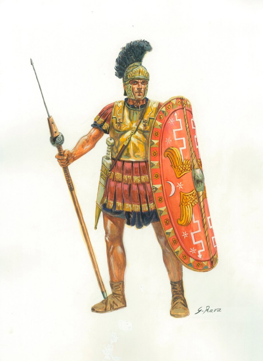 Roma Antiga: um soldado da Guarda Pretoriana - Guarda Pretoriana - Ilustração de Giuseppe Rava de Giuseppe Rava