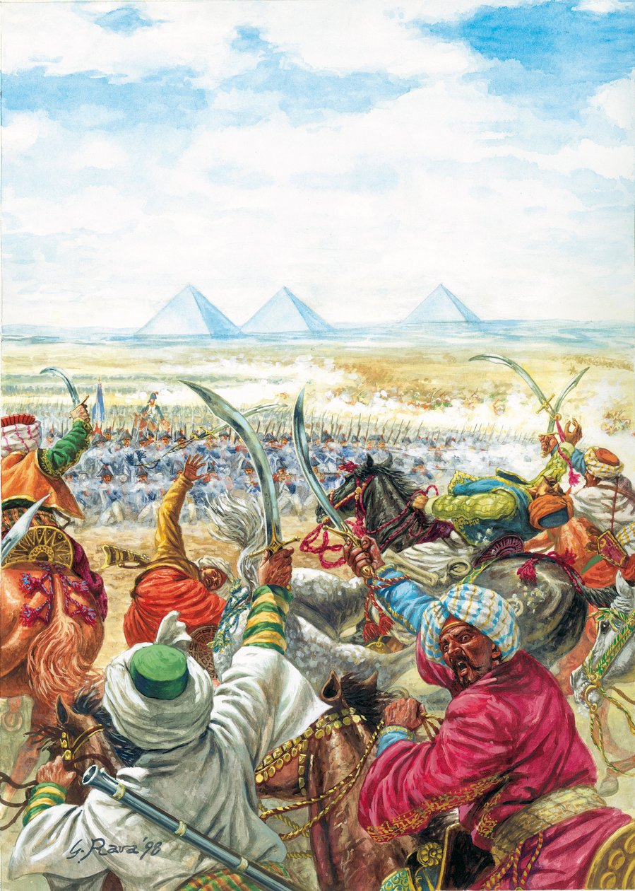 Campanha (Expedição) do Egipto (1798-1801): "A Batalha das Pirâmides em 21/07/1798 - Campanha do Egipto: Batalha das Pirâmides (Batalha de Embabeh) travada em 21 de julho de Giuseppe Rava