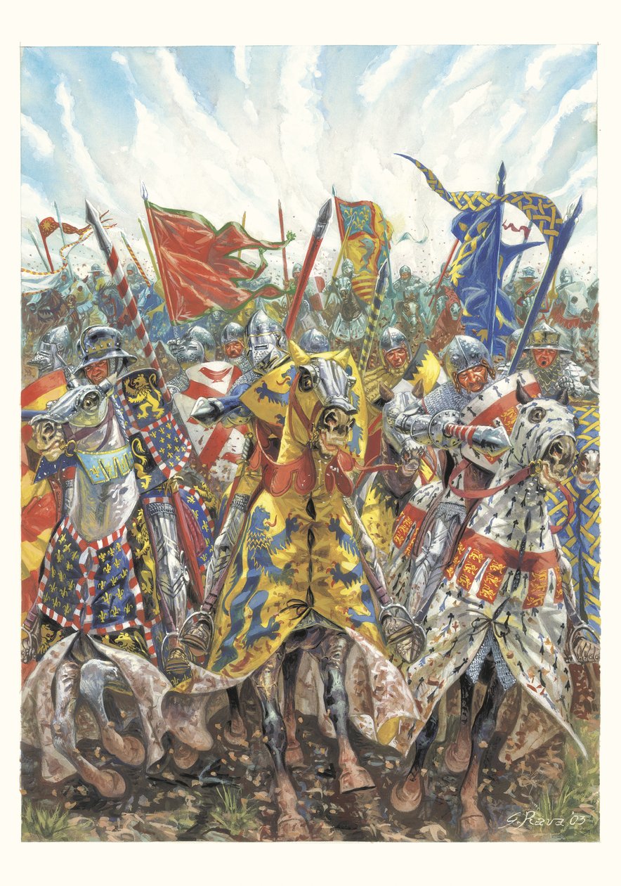 Carga dos cavaleiros franceses na Batalha de Azincourt (25 de outubro de 1415) de Giuseppe Rava