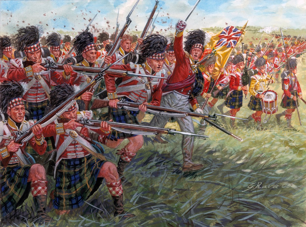 Primeiro Império: A Carga da Infantaria Escocesa na Batalha de Waterloo de Giuseppe Rava