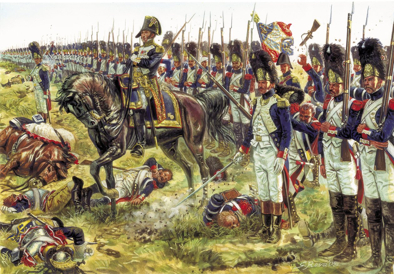 Primeiro Império: a Batalha de Essling (ou Batalha de Aspern), em maio de 1809, entre os soldados do Grande Exército de Napoleão I, liderado pelo General Dorsenne, e o exército austríaco - Primeiro Império: a Batalha de Aspern-Essling, em maio de 1809, ent de Giuseppe Rava