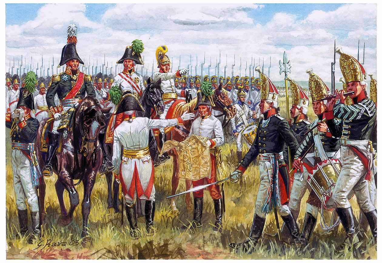 Primeiro império: Estado-Maior austro-russo da Terceira Coligação em 1805 - Primeiro império: Estado-Maior austro-russo em 1805 - Ilustração de Giuseppe Rava de Giuseppe Rava