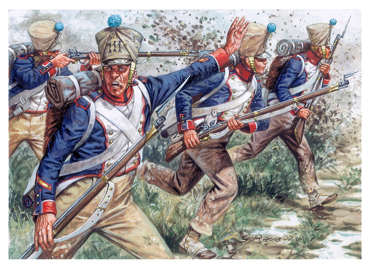 Primeiro império: "soldados do 111º regimento de infantaria de linha" Primeiro império: o 111º regimento de infantaria de linha - Ilustração de Giuseppe Rava de Giuseppe Rava