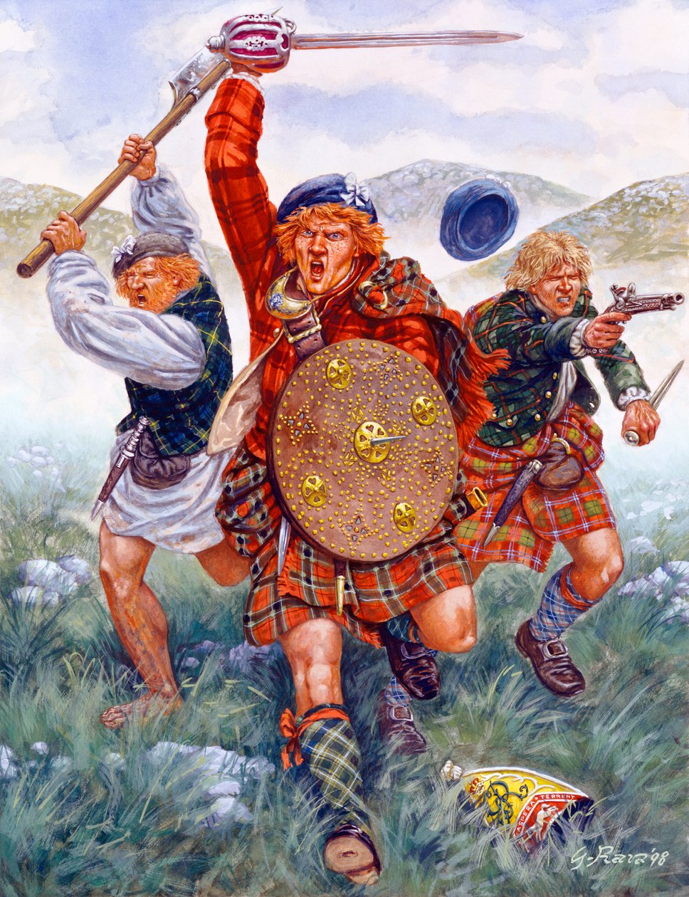 Última rebelião jacobita: o ataque dos Highlanders na Batalha de Culloden em 1746 de Giuseppe Rava