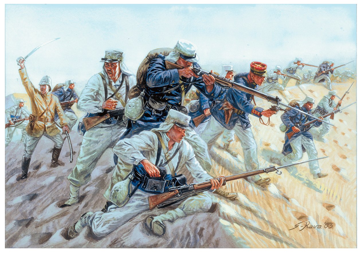 Marche ou creve Soldiers de la Legion etrangere francaise - Legião Estrangeira Francesa: "marchar ou morrer" Ilustração de Giuseppe Rava de Giuseppe Rava