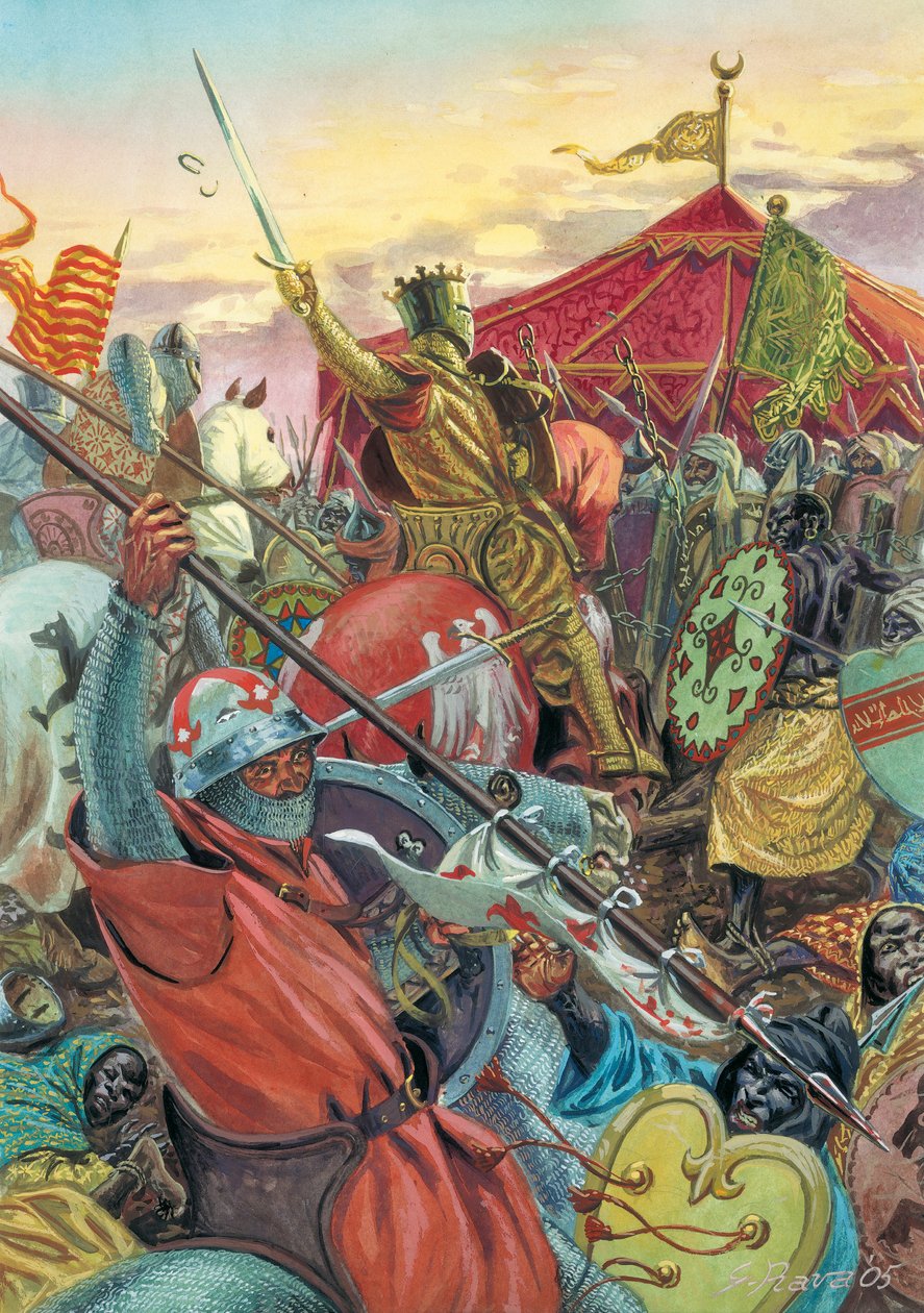 Reconquete de Espanha: Batalha das Navas de Tolosa, em 16/07/1212, entre os cristãos e o exército dos mouros - reconquista: Batalha de Las Navas de Tolosa (Batalha de Al-Uqab), em 16 de julho de 1212, entre as forças do rei Afonso VIII de Castela, unidas a de Giuseppe Rava
