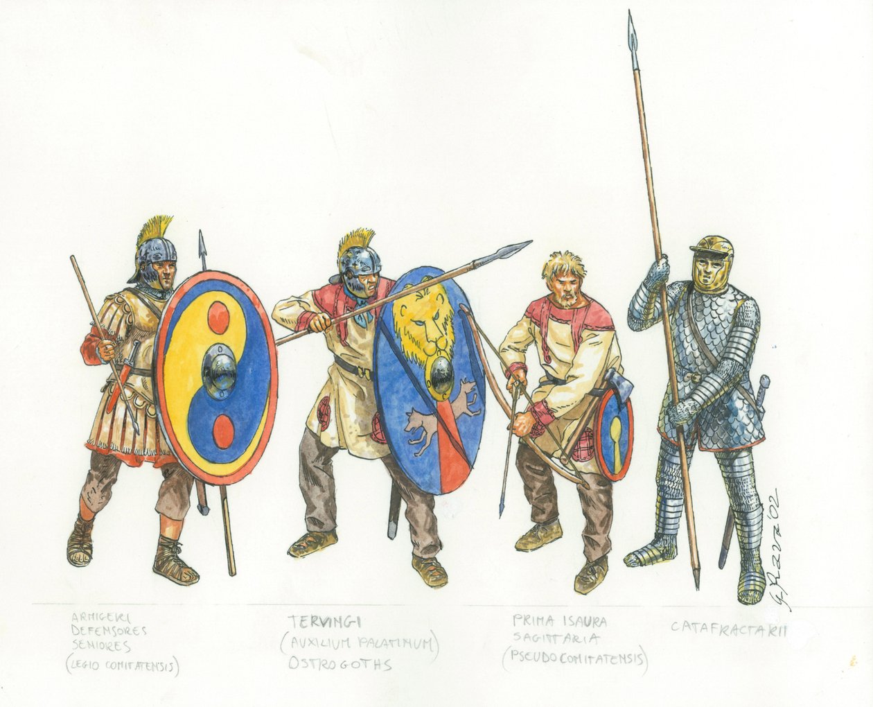 Exército romano: legionário auxiliar arqueiro e catafractário de Giuseppe Rava