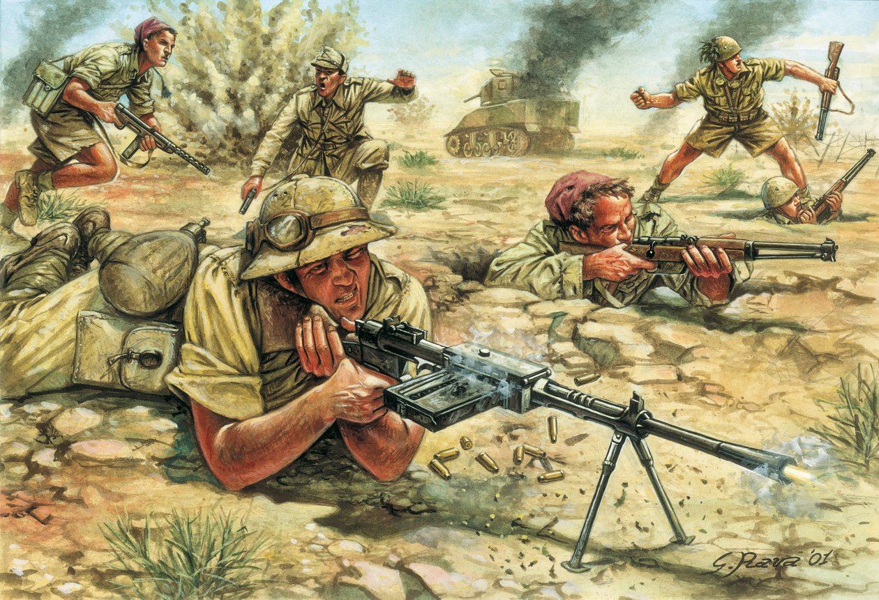 Segunda Guerra Mundial: soldados do exército italiano (infantaria e bersagliers) na Líbia durante a ocupação italiana entre 1934 e 1943 - Segunda Guerra Mundial: os bersaglieri e a infantaria italianos durante a ocupação italiana da Líbia de Giuseppe Rava