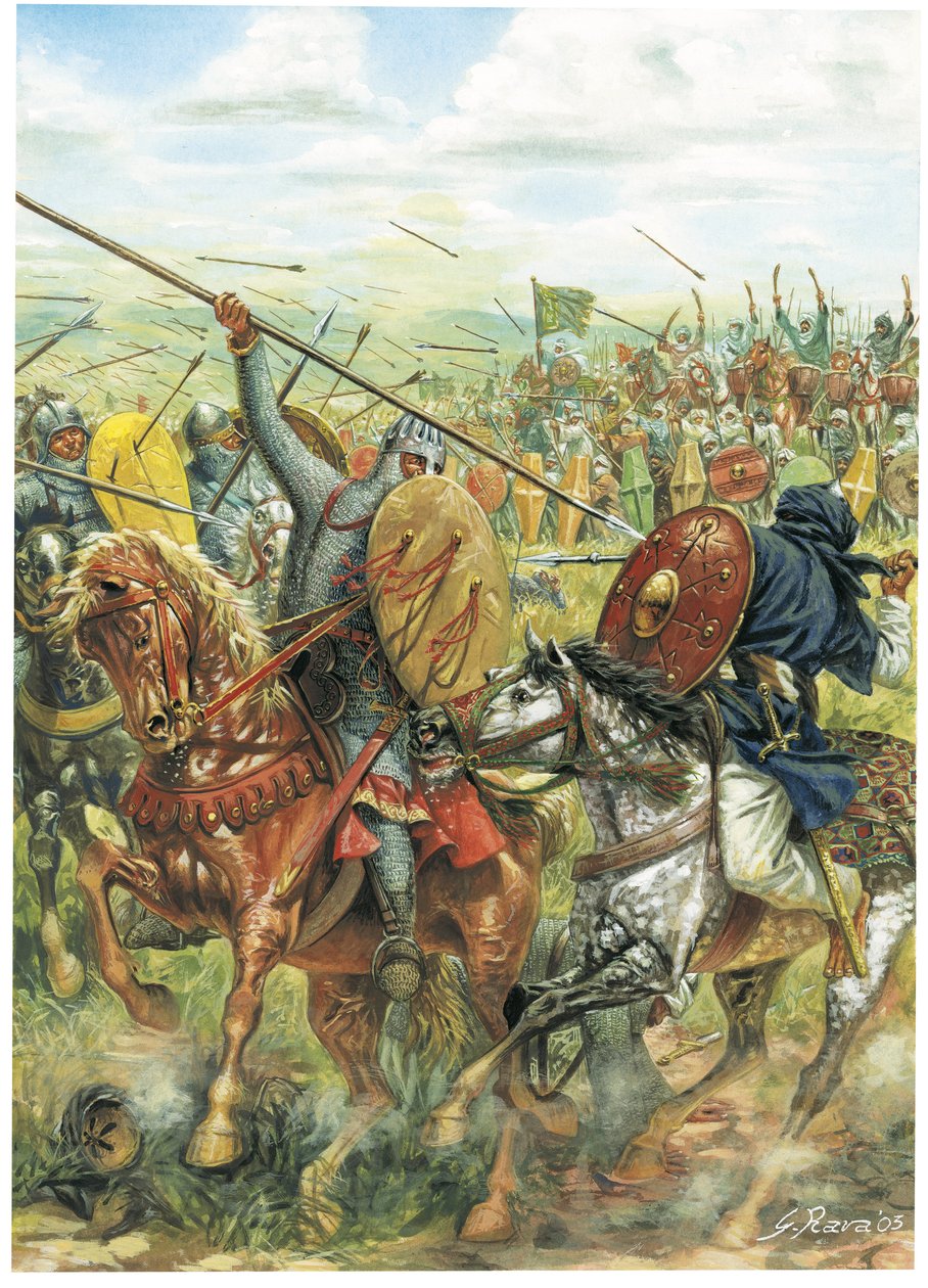 O cavaleiro mercenário cristão Rodrigo Ruiz de Vivar, diz Le Cid (ilustração) de Giuseppe Rava