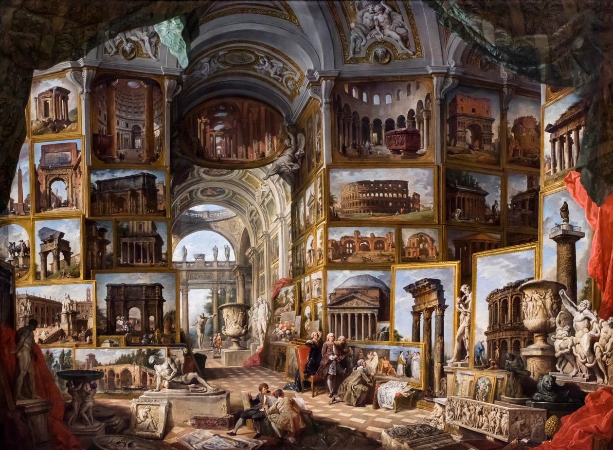 Roma Antiga, cerca de 1754/57 (Óleo sobre tela) de Giuseppe & Salvi Nicola (1697-1751) Pannini