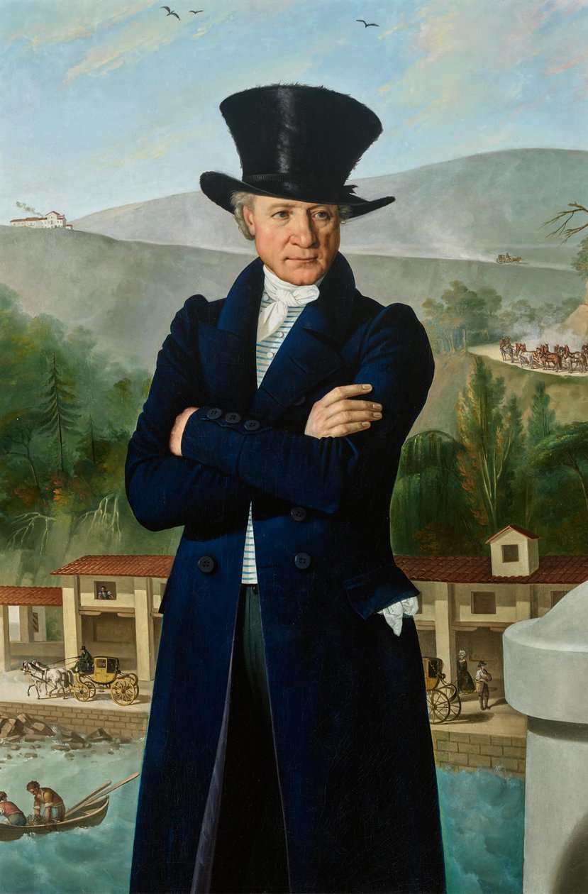 O empreiteiro de transportes Paolo Preinitsch (Rosegg 1762 - 1840 Trieste) no porto de Trieste de Giuseppe Tominz